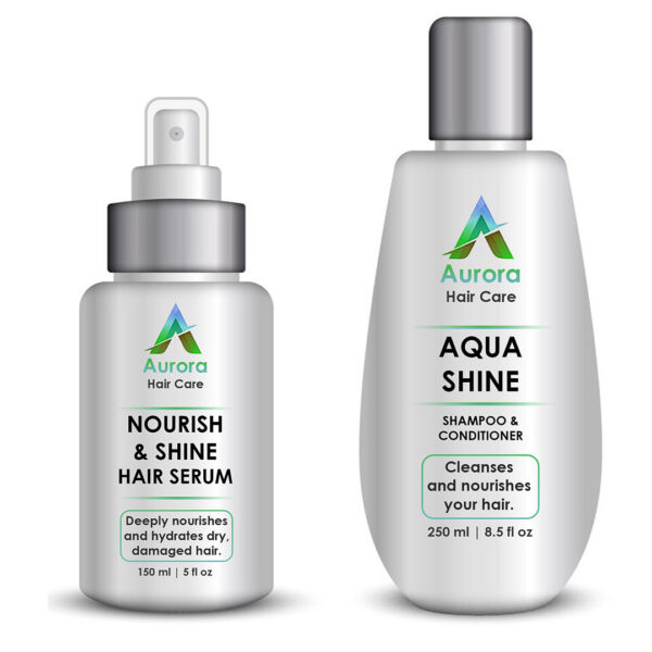 Aqua Shine Shampoo and Conditioner 250ml plus Nourish and Shine Hair Serum 150ml Monthly Subscription